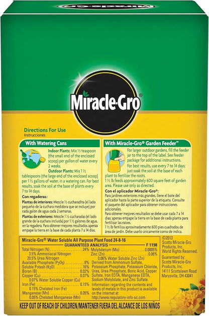 Miracle-Gro Water Soluble All Purpose Plant Food, For All Indoor or Outdoor Plants, Roses, Flowers, Vegetables, Houseplants, Trees, and Shrubs, 1.5 lbs