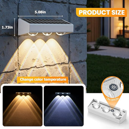 NIORSUN Solar Fence Lights,8 Pack Solars Deck Light,RGB Color,Outdoor Bulb Waterproof Led IP65,Outdoor Fence Light,Power Patio Lamp with Lenses for Outside/Backyard/Railing/Yard(White)