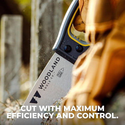 Woodland Tools Super Duty D-Handle Pruning Saw – Curved Tree Saw with Hardened Steel Blade, Aggressive Teeth, Non Slip Grip – Manual Tool for Limb Cutting, Branch Removal, and Yard Work