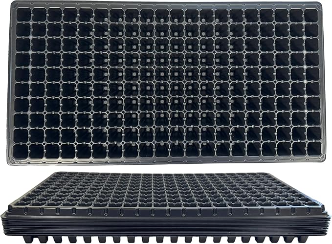 200 Cell Seedling Plastic Nursery Trays, 10 Pack, Thick Durable Germination Plug Trays, 2000 Cells Reusable Plant Propagation