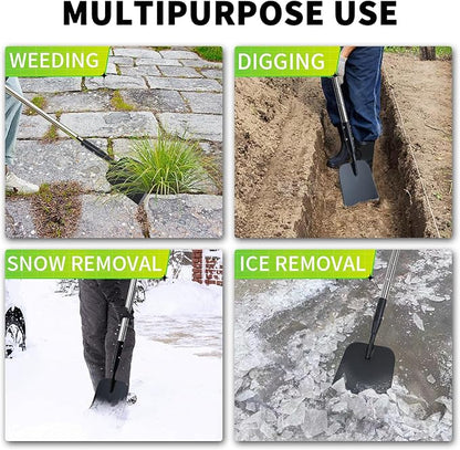Flat Shovel with Adjustable Handle, 59 in Floor Scraper, Ice Scraper, Garden Cleaning Scraper, Ice Chopper, Snow Shovel, Multifunctional Weed Remover Tool for Walkway Driveway
