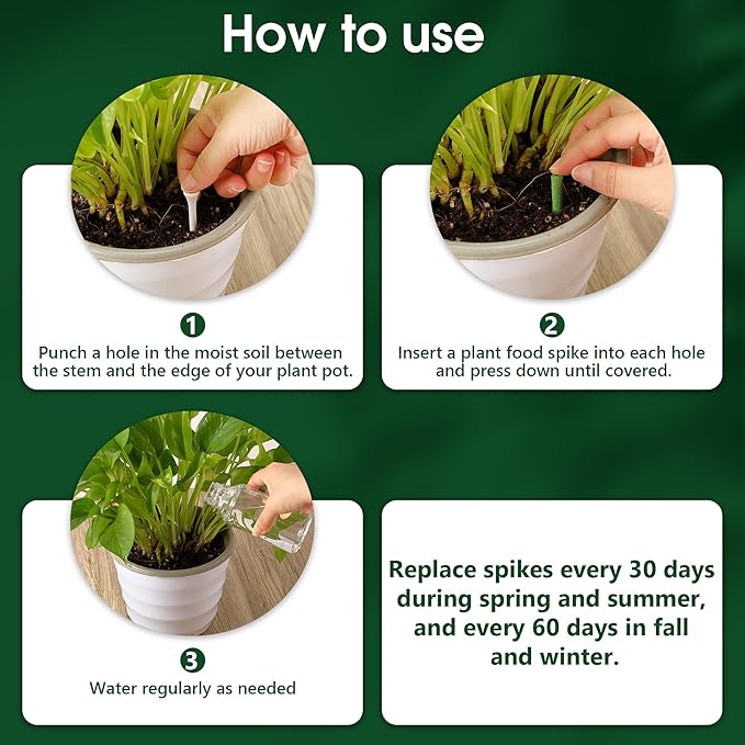 Enhon Fertilizer Spikes, 54 Plant Growth Food Spikes for Indoor & Outdoor, Growth Plant Food Sticks for Castor Bean, Spider Plant, Pothos, Ferns (3 Pack)