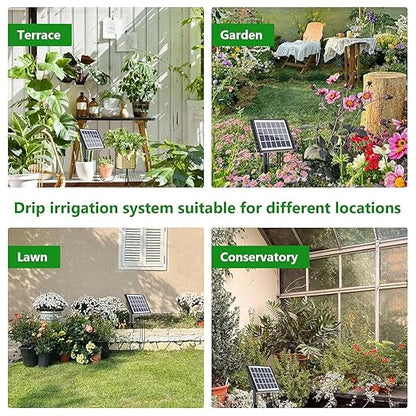 82FT Solar Drip Irrigation System, Auto Watering Kit for 20-30 Pots, Solar-Powered Plant Watering, 25 Timer Modes, 900ml/min Flow Indoor/Outdoor Garden, Balcony & Patio Irrigation System
