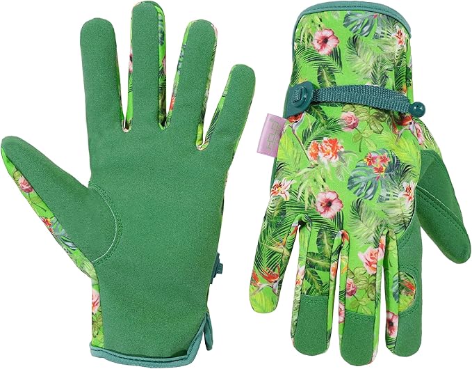 HANDLANDY Gardening Gloves for Women, Breathable Ladies Leather Garden Yard Gloves Best Gift for Gardeners