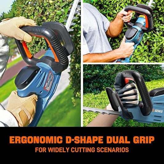 SENIX HTX2-M-0 X2 20 Volt Max* 18-Inch Battery Powered Cordless Hedge Trimmer with Brushless Motor, Double-Sided Dual Action Blades, 3/4" Cutting Capacity, Tool Only, Battery Not Included