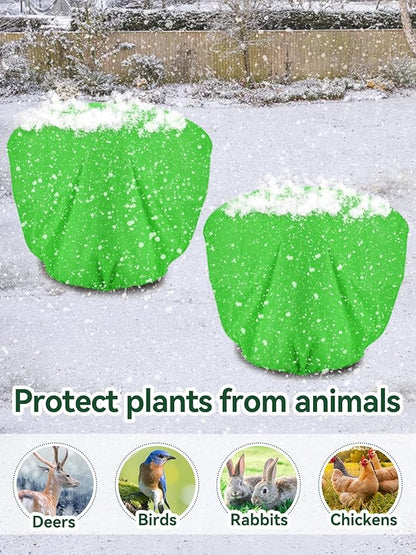 ANPHSIN 3 pcs 39.3in x 39.3in Plant Covers Freeze Protection - Winter Shrub Plant Protection Bags, Frost Blankets Cloths with Drawstring for Outdoor Garden Potted Plants, Green