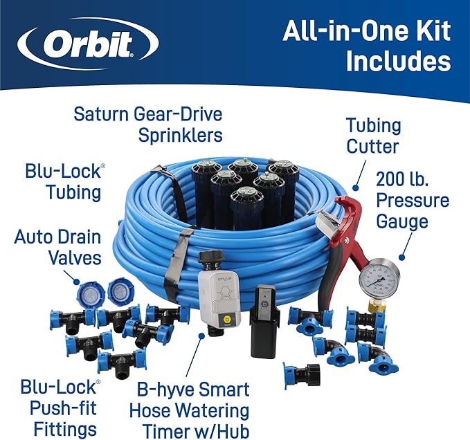 Orbit 50022 Medium-Area 1-Zone All-in-One Automatic Watering System with B-hyve Smart Hose Watering Timer and B-hyve Smart Wi-Fi Hub