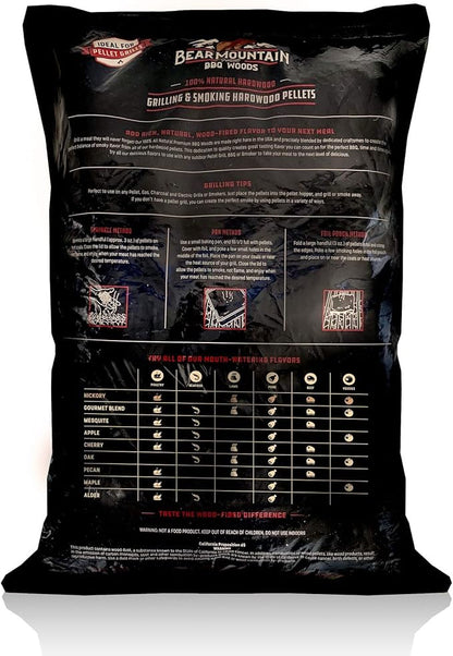 Bear Mountain All Natural Wood Pellets for Smoker, Grill & BBQ, 40 Lbs, Hickory - Premium Hardwood Barbecue Pellets for Indoor and Outdoor Grilling