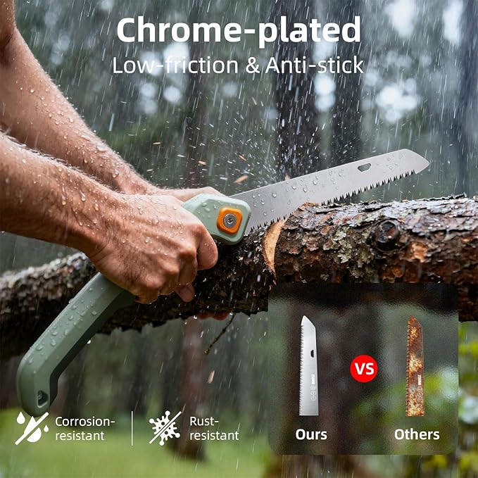 PrunePro Folding Saw Pruning Hand Saw for Wood Cutting with Triple-Cut SK5 Blade Camping Saw for Tree Trimming Gardening Work Foldable Saws