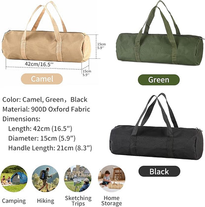 Waterproof Camping Gear Tool Bag - Roll Up Tool Organizer for Camping & Hiking - Portable Canvas Tool Tote with Multiple Compartments | Bushcraft Gear Storage (Green (length 42* 15cm in diameter))