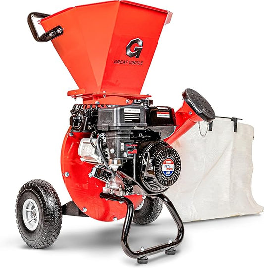 GreatCircleUSA Wood Chipper Shredder Mulcher Heavy Duty Gas Powered 3 in 1 Multi-Function 3" Inch Max Wood Diameter Capacity EPA/CARB Certified Aids in Fire Prevention - Building a Firebreak