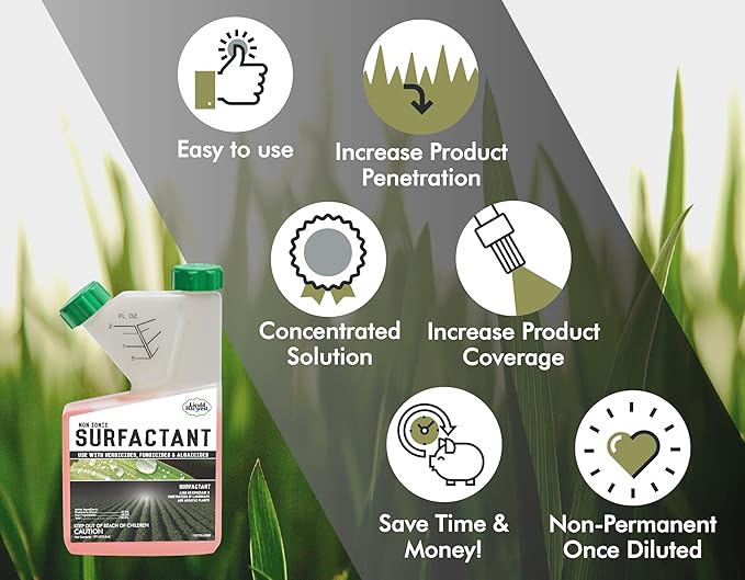 Concentrated Surfactant for Herbicides Non-Ionic 16oz, Increase Product Coverage, Increase Product Penetration, Increase Product Effectiveness