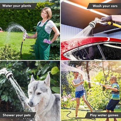 RESTMO Garden Hose Nozzle, Heavy Duty Metal Water Hose Nozzle with 7 Adjustable Spray Patterns, High Pressure Hand Sprayer with Flow Control, Best for Watering Plant & Lawn, Washing Car & Pet, White