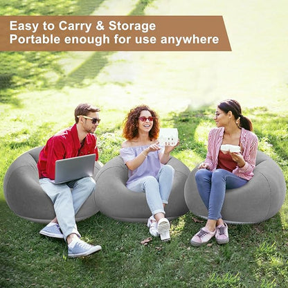 Realspring 6 Pcs Bean Bag Chairs for Adults Inflatable Chairs with Electric Air Pump,Blow up Couch Folding Portable Inflatable Couch Lazy Sofa for Reading Living Room Camping (Gray)