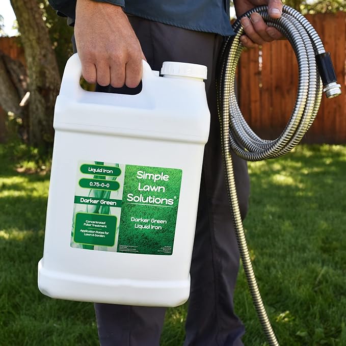 Simple Lawn Solutions - Liquid Iron Darker Green - Chelated Micronutrients - Concentrated Booster for Lawn, Indoor Plants and Outdoor Garden (2.5 Gallon)