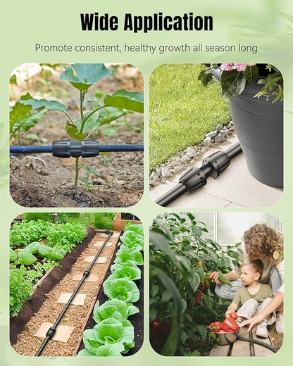 Pawfly 15 Pcs Drip Irrigation Fittings for 1/2 Inch Irrigation Tubing (1/2" ID x 0.64" OD), 1/2" Drip Line Connectors with Anti-Drop Lock Nuts, Barbed Coupling Parts for Garden Irrigation System