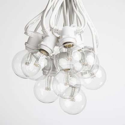 Hometown Evolution, Inc. 100 Foot C9 Commercial LED G50 Globe String Lights with 80 LED G50 Clear 2 Inch .6 Watt Bulbs and White Wire