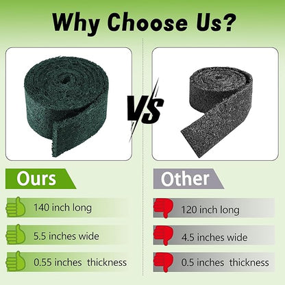 DECOHS 140" x 5.5" Recycled Rubber Mulch Mat Roll for Landscaping, Permanent Garden Pathway Mulch Barrier, Rubber Mulch Walkway Pathway Mat for Plants, Vegetable and Flower Outdoor (Green)