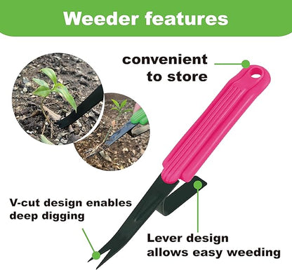 SUMIO Manual weeders,Garden Weeder, Easily removes Weeds and Digs Deeper Roots (Pink)