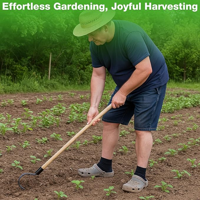 Long Handle Weeder Hook Garden Weeder Tool Versatile Cultivator Garden Tool 54 Inch Hardwood Handle with 8 Inch Alloy Steel Blade for Gardening, Yard, Lawn, Patio Digging, Edging and Planting