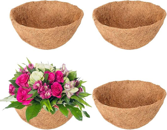 Legigo 4 Pack 12 Inch Hanging Basket Coco Liners Replacement, 100% Natural Round Coconut Coco Fiber Planter Basket Liners for Hanging Basket Flowers/Vegetables