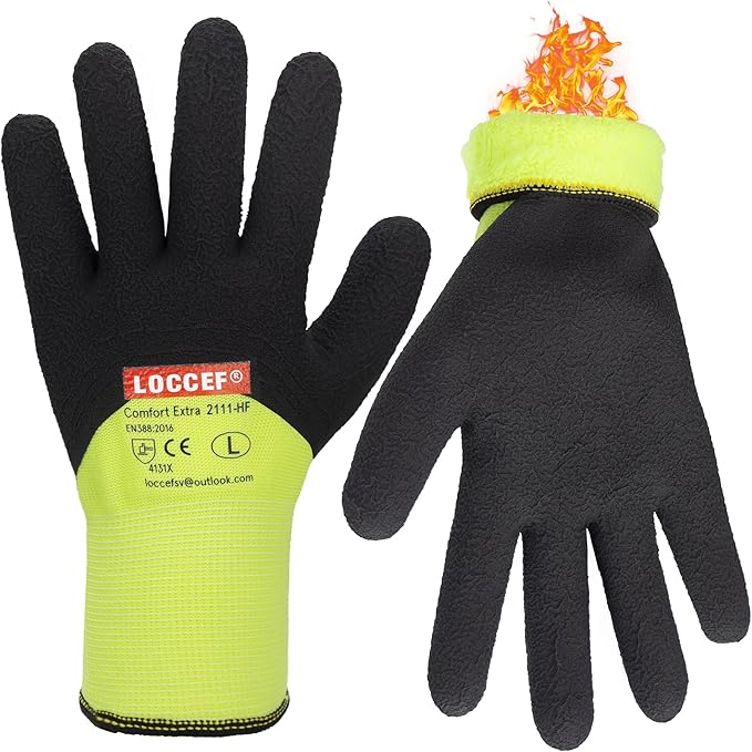 LOCCEF 2 Pairs Winter Work Gloves for Men and Women, Freezer Gloves for Work Below Zero, Thermal Insulated, Super Grip