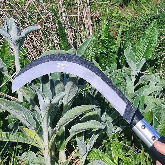 Zenport K310 Brush Clearing Sickle with 9-Inch Carbon Steel Blade and 9-Inch Aluminum Handle - Gardening/Landscaping Hand Sickle with Grip