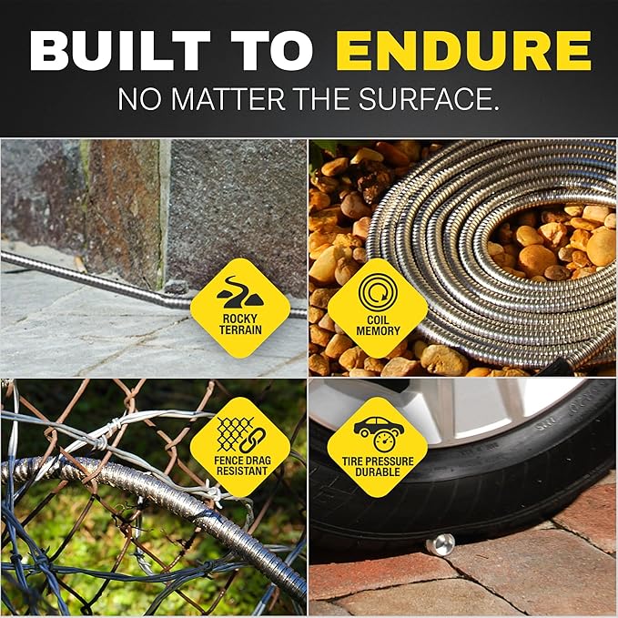 BIONIC STEEL 3Ft Short Garden Hose, 3 Ft x 5/8 In. Connector Hose for Reel, Leak Proof Connection, Heavy Duty, Non Kinking, Flexible, Hose Extension