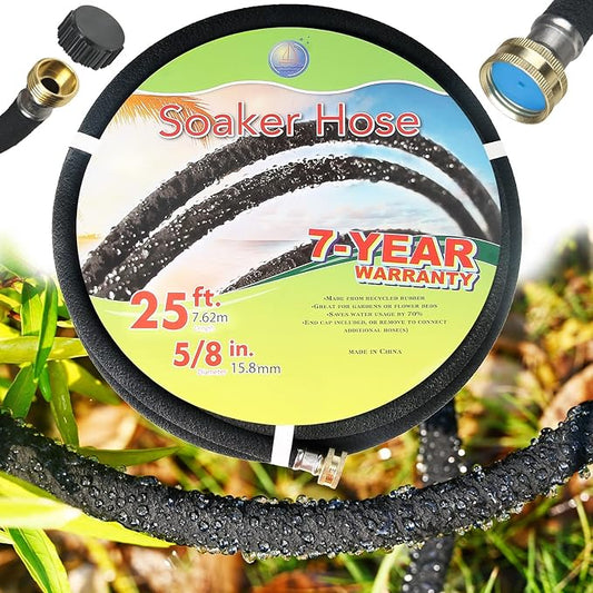 Cuckoo Soaker Hose 5/8" Diameter-Heavy Duty Rubber-Save 70% Water-Great for Garden Flower Beds. (25FT)