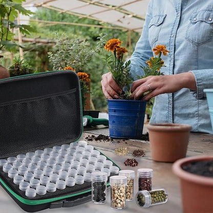 Douorgan Seed Storage Box, Portable Seed Saving Box, Sturdy Seed Organizer Kit Seed Envelopes Funnel Label, Seed Container for Flower Plants Vegetable Seed, M-60 Slots