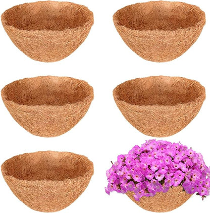 Halatool 6PCS 8 Inch Coconut Liners - 100% Natural Coco Fiber Round Liners for Planters, Flowers, Vegetables