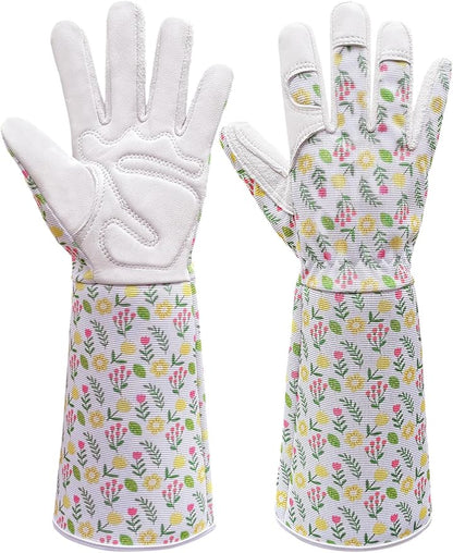 Gardening Gloves, Garden Gloves for Women Thorn Proof, Breathable Leather Work Gloves for Yard Pruning, Planting