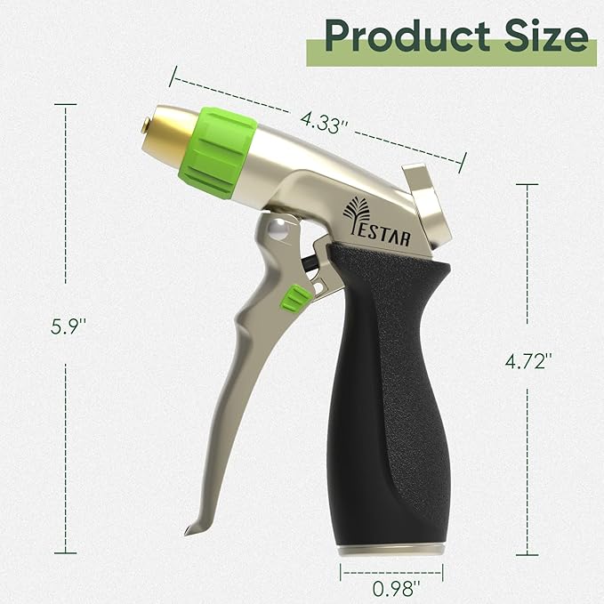 Garden Hose Metal Nozzle Spray With 4 Adjustable High Pressure Patterns Hose Nozzle and Water Pistol Nozzle for Watering Plants