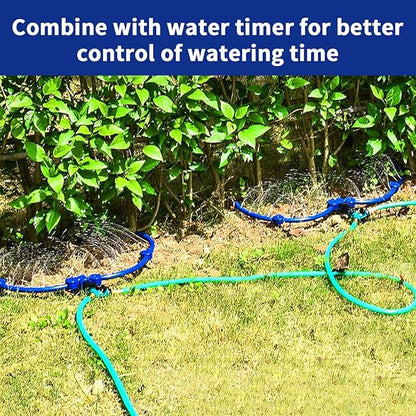 360° Tree Water Ring Gardening Watering System, Adjustable sprinklers for Yard with Y Hose Splitters, Lawn Sprinkler Irrigation System for Garden, Outdoor New Trees Shrubs Plants Garden Beds