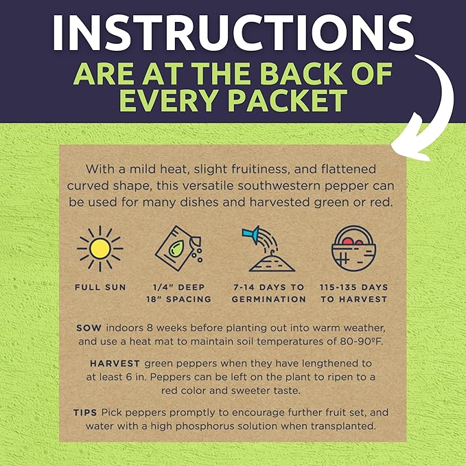 Organic Pepper Seeds (Sweet and Hot) Variety Pack - 13 Individual Packs - 2026 Season - Cayenne, Orange Habanero, Shishito and More! for Indoor & Outdoor Planting (Non-GMO, Certified Organic)