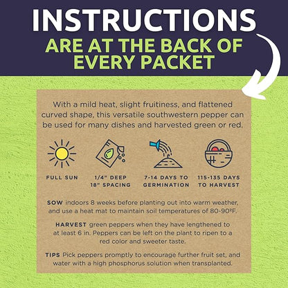 Organic Pepper Seeds (Sweet and Hot) Variety Pack - 13 Individual Packs - 2026 Season - Cayenne, Orange Habanero, Shishito and More! for Indoor & Outdoor Planting (Non-GMO, Certified Organic)