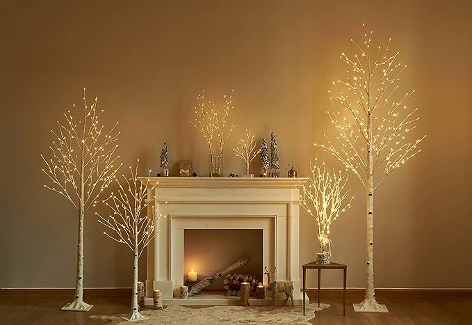 Birchlitland Lighted Birch Branch Battery Operated with 8 Functions 100 LED 32IN Multi Color and Warm White Lights, Artificial Tree Branch with Warm,Fireplace Christmas Holiday Decoration