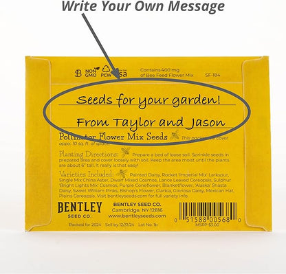 Bentley Wildflower Pollinator Mix, 25 Non-GMO Packets for Garden Planting, Non-Coated Flower Seeds to Grow Plants and Help Bees, Beautiful Gift