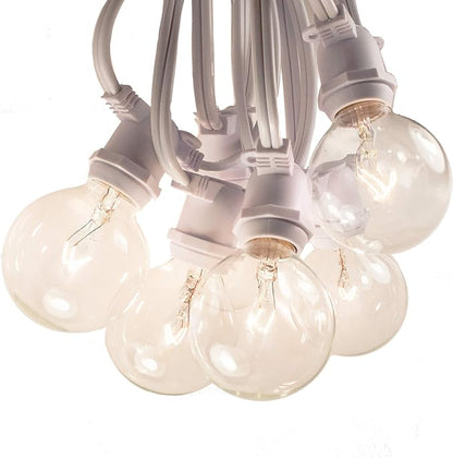 Hometown Evolution, Inc. 25 Foot C9 Commercial Exterior Globe String Lights with 20 G50 2 Inch Clear Bulbs (White Wire) for Weatherproof Heavy Duty Vintage Outside Lighting