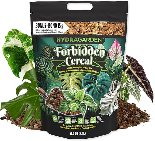 Forbidden Cereal Soilless Houseplant Potting Mix - Chunky Soil for Aroid Tropical Plants & Flowers - 8 Ingredients, No More Overwatering, Versatile Moisture Retention, Peat Free & Organic - 6.5QT Bag