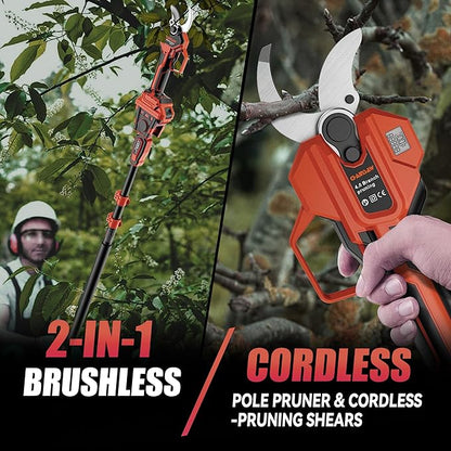 2-IN-1 Electric Pole Pruning Shears Cordless Compatibility with Milwaukee 18V Battery, 1.6" Cutting Diameter Pruner, 14.8 FT MAX Extension Pole Saws(NO BAT) (2-IN-1 Electric Pole Pruning Shears)