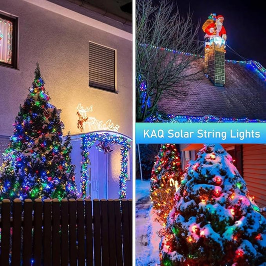 Upgrade 2Pack 200LED Solar String Lights for Outside, 66FT Solar Christmas String Lights Outdoor with 8 Modes, IP65 Waterproof Outdoor Twinkle Light, Garden Xmas Tree Christmas Decoration, Multicolor