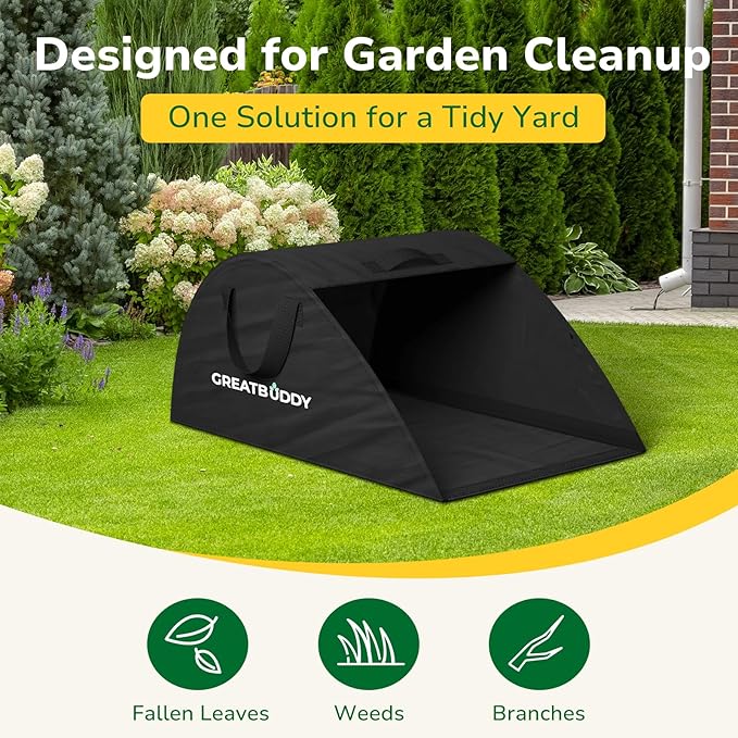 GreatBuddy Leaf Collector, Portable Lawn Bag, 26 Gallon Yard Waste Bag Oxford Fabric for Garden, Reusable Heavy Duty Dustpan Bag with Handles, Leaf Cleanup Tools for Debris, Grass and Trash