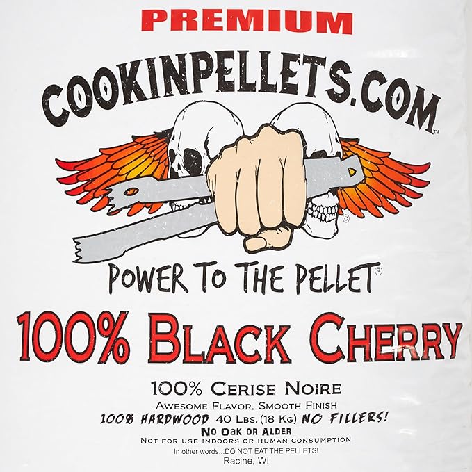 CookinPellets 40-Pound Premium All-Natural Black Cherry Hardwood Grill Smoker Wood Pellets, No Bark or Fillers, for BBQ, Meat, and Veggies (5 Pack)