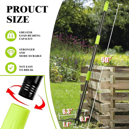 4-Claw Stand-Up Weeder Puller with 50" Long Handle, Dandelion Weed Puller Tool,Heavy Duty Weed Puller for Garden & Lawn Care, Easily Weed Removal Without Bending or Kneeling