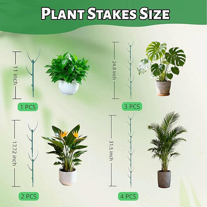 Adjustable Plant Support Stakes,Stackable Plant Support Pole with Garden Ties and Clips, Suitable for Monstera,Climbing Plants and Indoor Outdoor Plants (10 Pack)