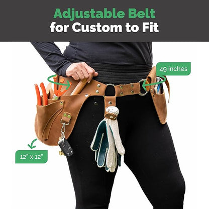 Botanica Leather Garden Tool Belt for Women with Glove Holder - Florist Belt - Durable Gardeners Tool Belt for Women - Gardening Belt - Gardening gift for women - Utility belt