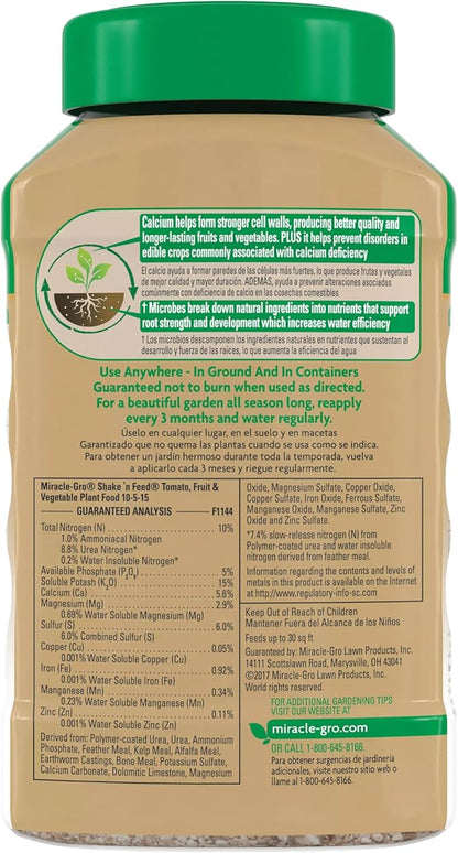 Miracle-Gro Shake 'N Feed Tomato, Fruit and Vegetable Plant Food, For In-Ground and Container Plants, Feeds up to 3 Months, 1 lb.