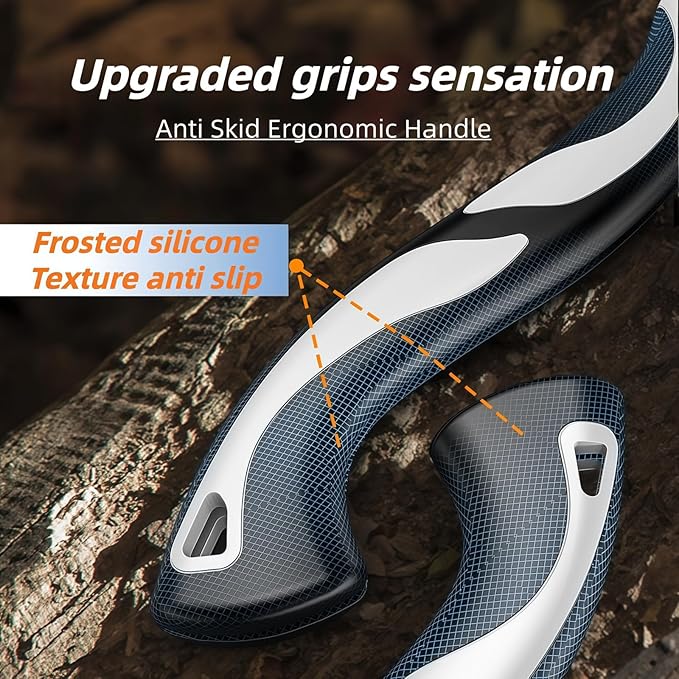 Folding Hand Saw Set with Extra Blade, 1 Grinders & Glove, 12 Inch Extra Long Blade Heavy Duty Foldable Pruning Saws for Tree Trimming, Wood Cutting, Ergonomic Handle Folding Saw Pocket Saws