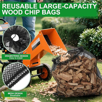 Boao 2 Pcs Wood Chipper Shredder Bag 24" x 48" Leaf Mulcher Shredder Collection Bags, Lawn Tractor Leaf Bag Wood Chipper Cover for Electric Shredders Lawn Tractor Machine Universal Part